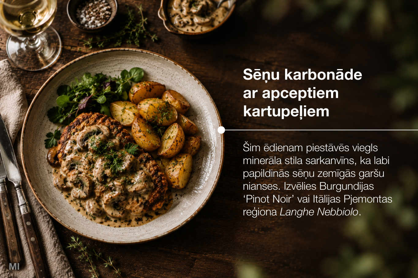 Sēņu karbonāde ar apceptiem kartupeļiem